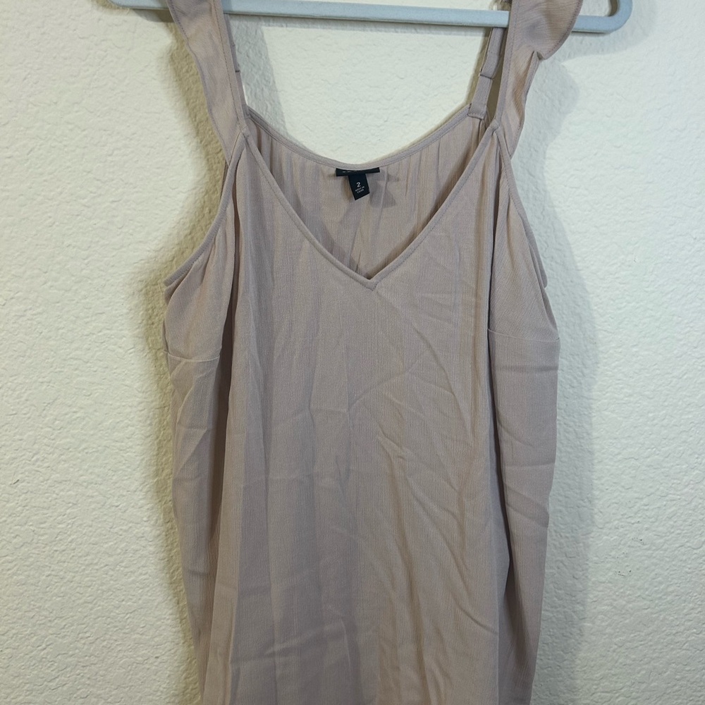 Torrid Plus Size Tan Sleeveless Ruffle Tank Top with V-Neckline 2XL Summer Fall